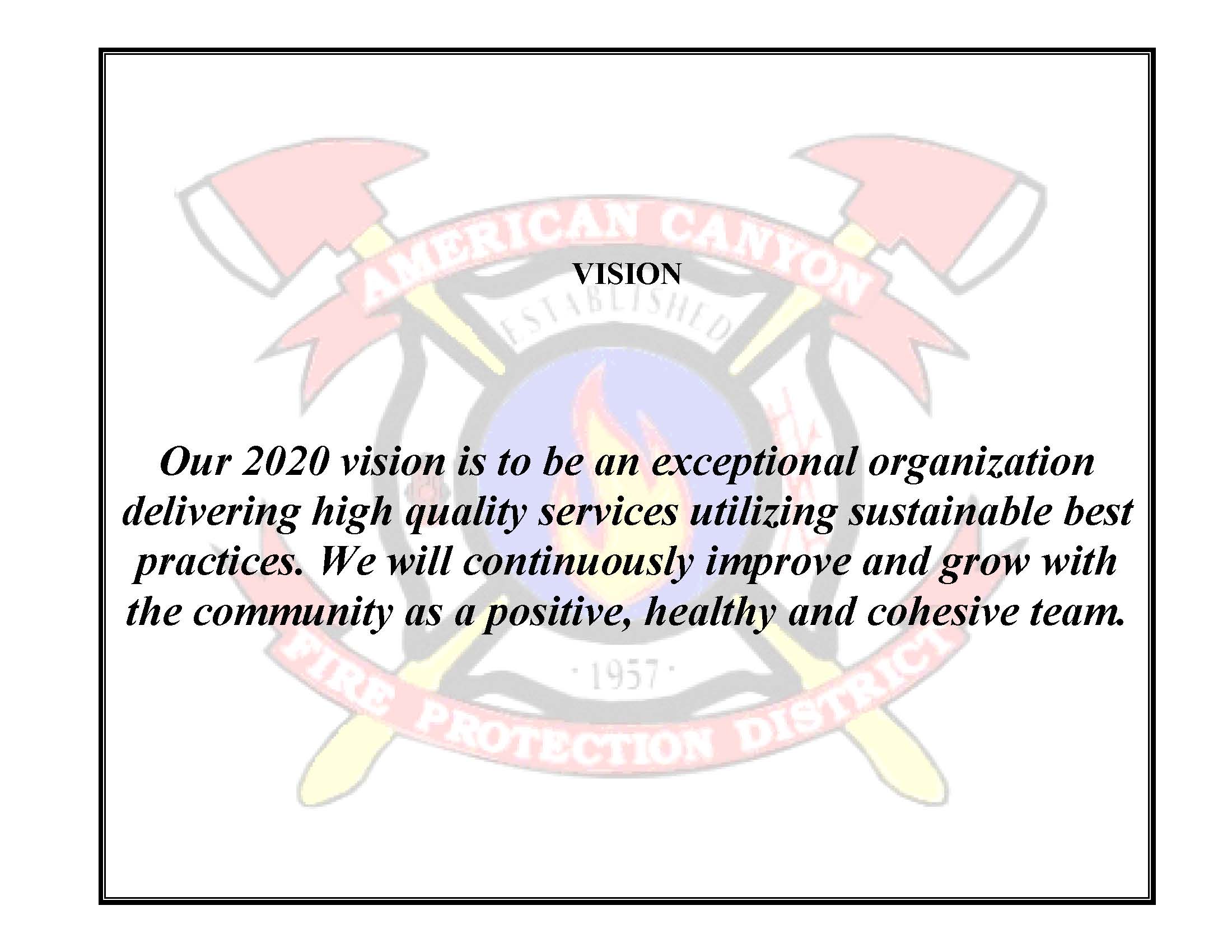 American Canyon Fire Protection District Vision